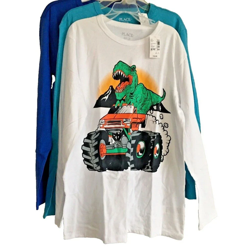 NEW Lot of 3 The Children's Place Graphics Long Sleeve T-Shirts Boy Size XL (14)